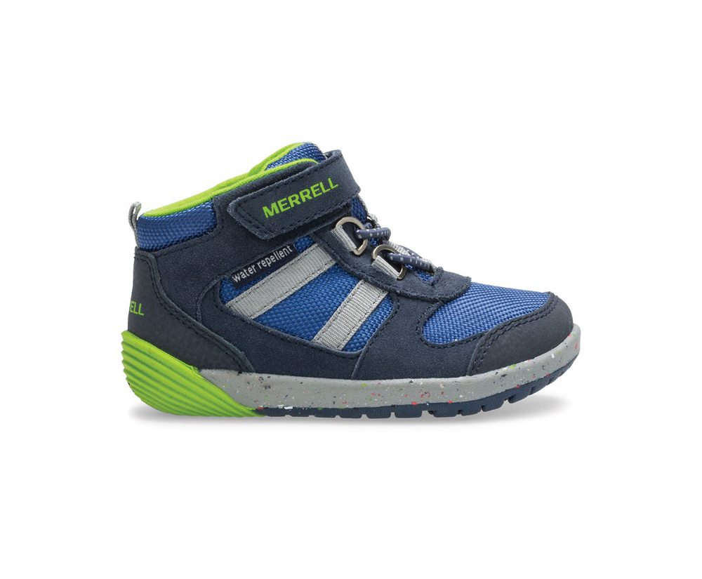 Merrell Boots Navy/Green - Bare Access Steps® Ridge Jr Hiker - Kids 46VPNFRZT